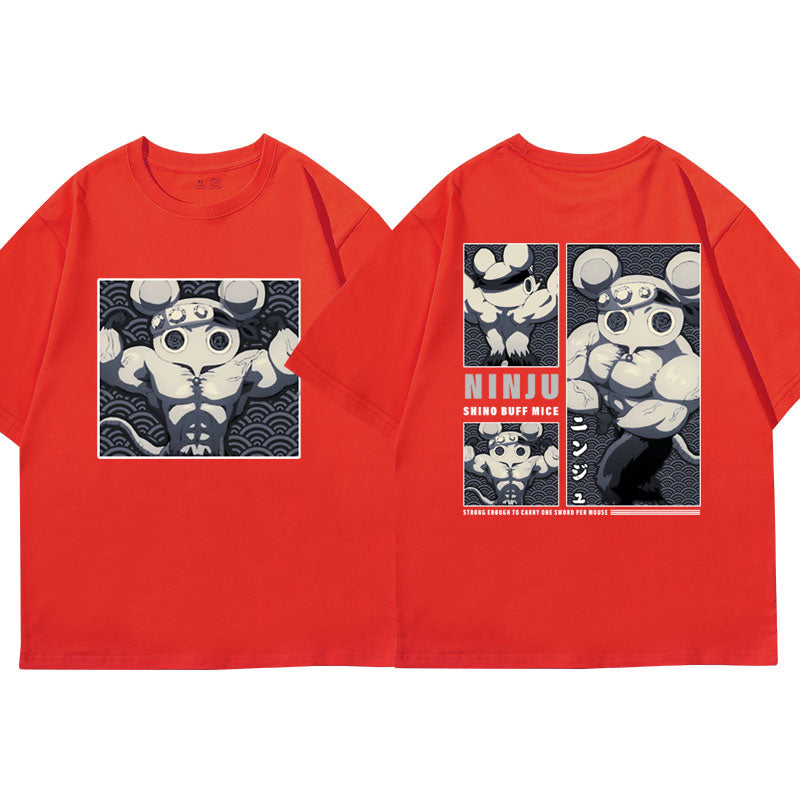 Unleash your inner Demon Slayer with the Ninju Mice Gym Shirt from Feel the Anime. This premium tee features the iconic Ninju Mice from Demon Slayer. With an athletic fit and superior durability, it's perfect for intense workouts. Shop now and tap into your hidden power!