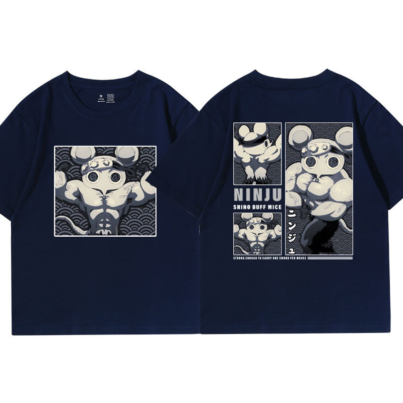 Unleash your inner Demon Slayer with the Ninju Mice Gym Shirt from Feel the Anime. This premium tee features the iconic Ninju Mice from Demon Slayer. With an athletic fit and superior durability, it's perfect for intense workouts. Shop now and tap into your hidden power!