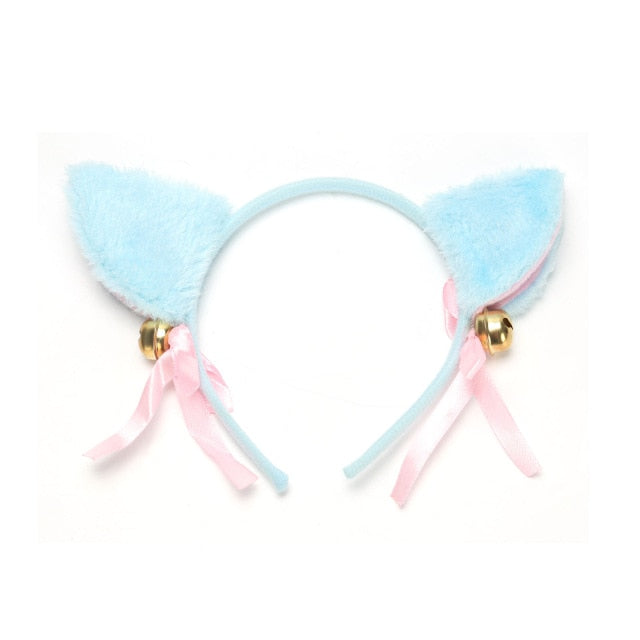 Cat Ears Headband with Bowknot and Bell.