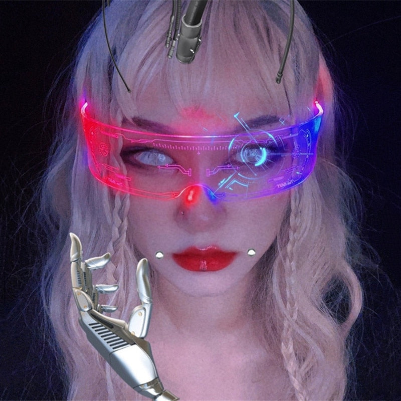 Oziral Cyberpunk LED Lunettes 7 Couleurs 4 Modes Lunette Lumineuse