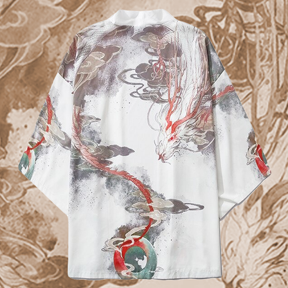 White Dragon Japanese Kimono