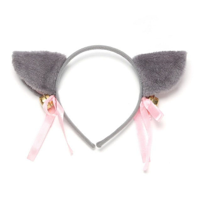 Cat Ears Headband with Bowknot and Bell.